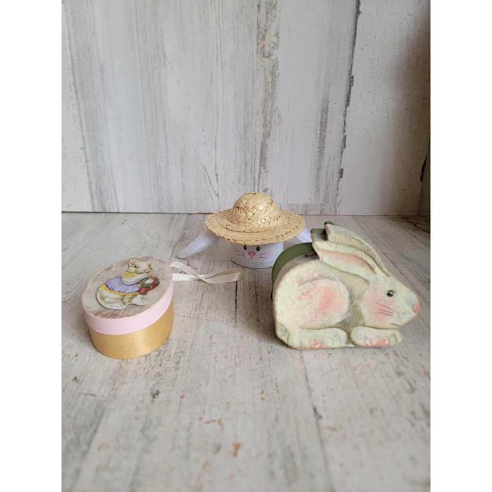 Vintage Easter mini box bunny shaped unique home decor set egg spring